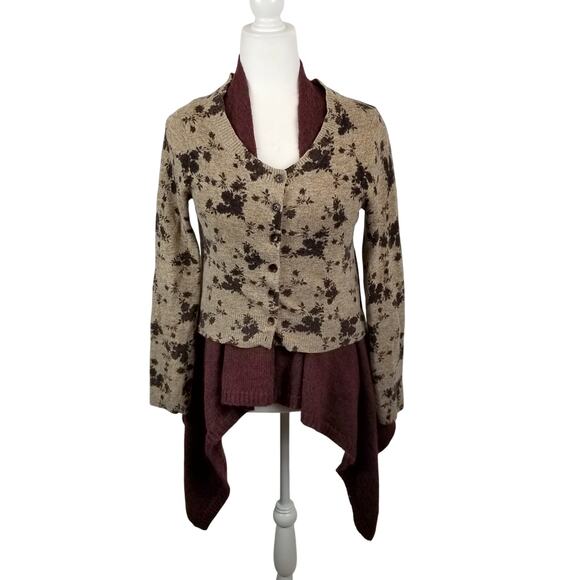 Sleeping On Snow Anthropologie Cozy Times Two Cardigan Sweater Alpaca Layered M - Picture 1 of 8